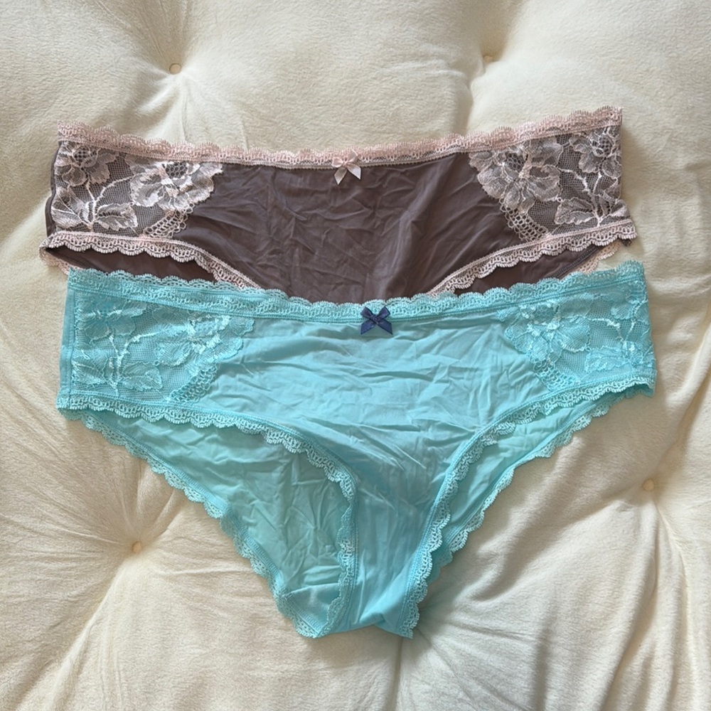 2 Pairs of Victoria's Hiphugger Panties with Lace Trim